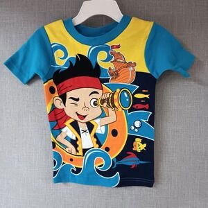 Disney Jake and the Never Land Pirates Pajama Top Size 4T Blue Yellow Sleepwear